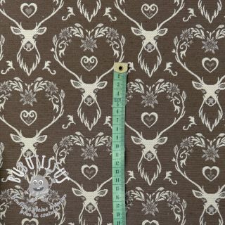 Tissu déco jacquard DOUBLE FACE Landhaus Deer Heart taupe