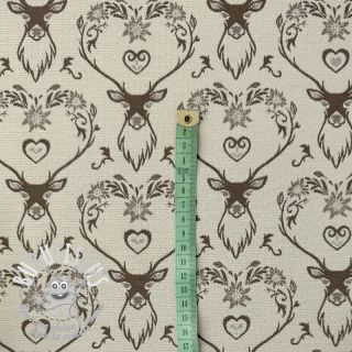 Tissu déco jacquard DOUBLE FACE Landhaus Deer Heart taupe