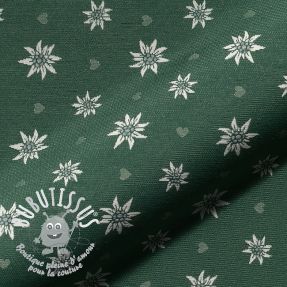 Tissu déco jacquard DOUBLE FACE Landhaus Edelweiss forest green