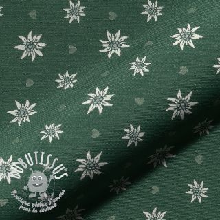 Tissu déco jacquard DOUBLE FACE Landhaus Edelweiss forest green