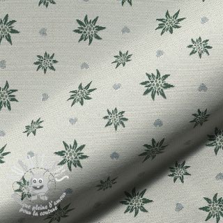 Tissu déco jacquard DOUBLE FACE Landhaus Edelweiss forest green