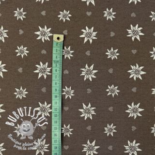 Tissu déco jacquard DOUBLE FACE Landhaus Edelweiss taupe