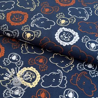 Tissu coton Safari animals navy