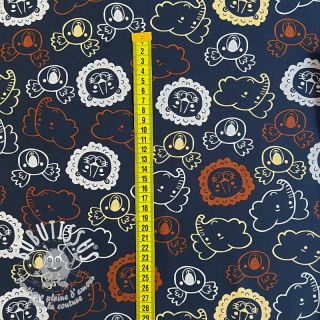 Tissu coton Safari animals navy