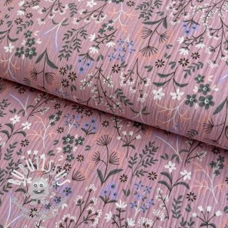 Tissu double gaze/mousseline Meadow mauve ORGANIC