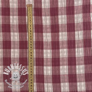 Tissu double gaze/mousseline Double sided CHECKS MINI rosewood