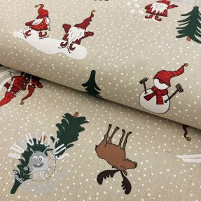 Tissu déco Linenlook Tomte ski family