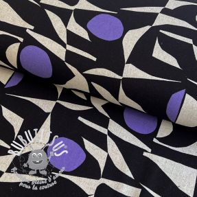 Viscose lin Abstract black purple