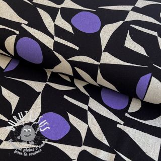 Viscose lin Abstract black purple