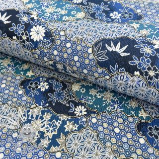 Tissu déco jacquard Nuage allover bleu