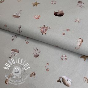 Tissu coton Martime little friends digital print