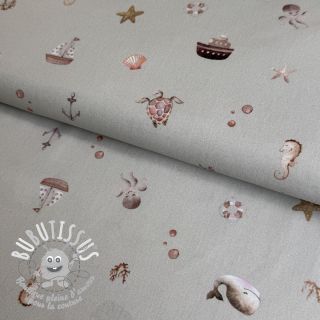 Tissu coton Martime little friends digital print