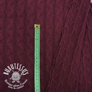 Tissu tricot Jacquard CABLE bordeaux