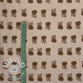 Tissu velours cotelé STRETCH Small bunny design D