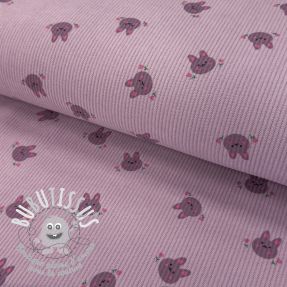 Tissu velours cotelé STRETCH Small bunny design E