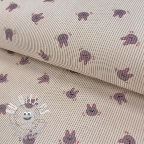 Tissu velours cotelé STRETCH Small bunny design F