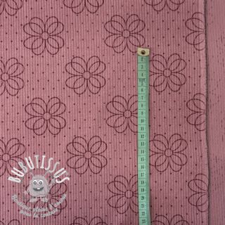 Tissu velours cotelé STRETCH Circle flower old pink