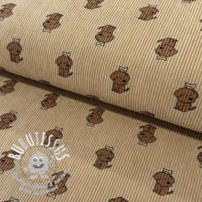 Tissu velours cotelé STRETCH Dog beige