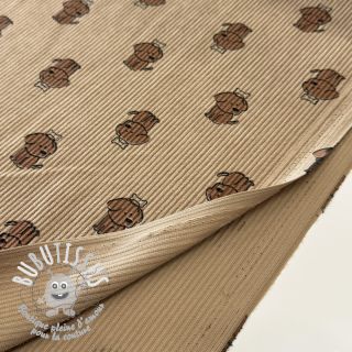 Tissu velours cotelé STRETCH Dog beige