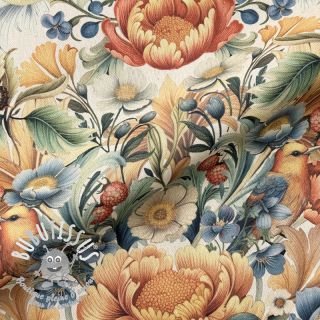 Tissu déco premium Linenlook Bloom Fruit Paradise digital print