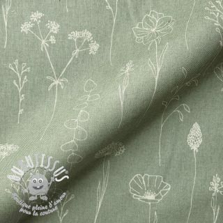 Tissu déco Linenlook Fine Fragile Flower old green