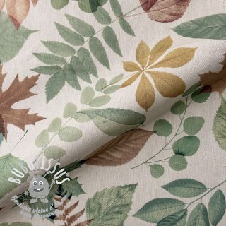 Tissu déco premium Linenlook Coloured Leaf Mix digital print