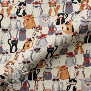 Tissu déco Linenlook Cat Dress Up