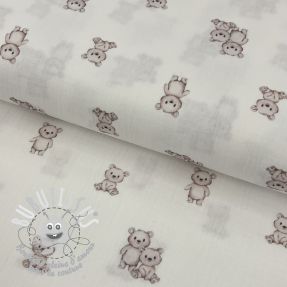 Tissu double gaze/mousseline Teddy white digital print ORGANIC