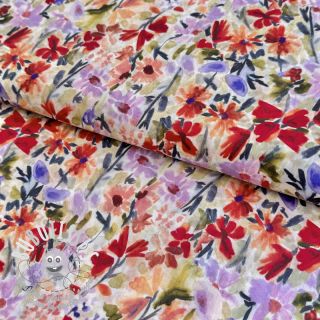 Tissu coton VOILE Purple meadow digital print