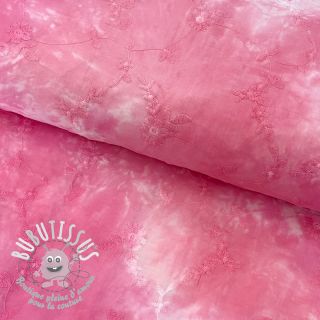 Tissu coton EMBROIDERY Tie-Dye pink