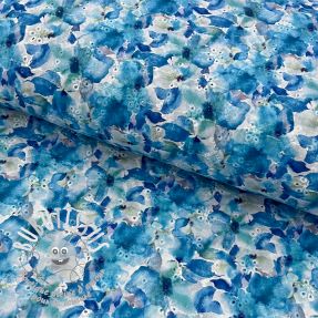 Tissu coton EMBROIDERY Viola blue digital print