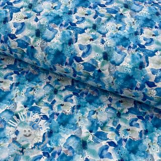 Tissu coton EMBROIDERY Viola blue digital print