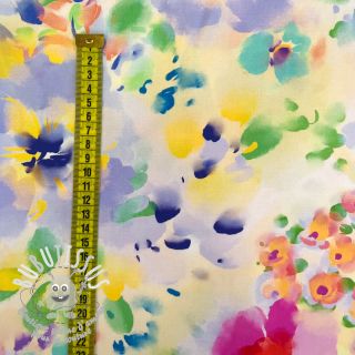 Viscose STRETCH Watercolour flowers design B digital print