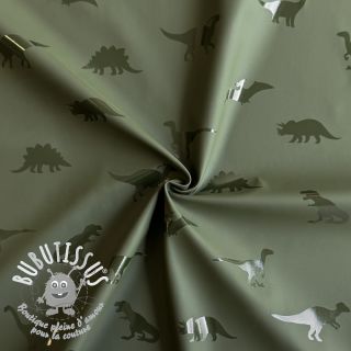 Raincoat fabric Dinosaurs dark green