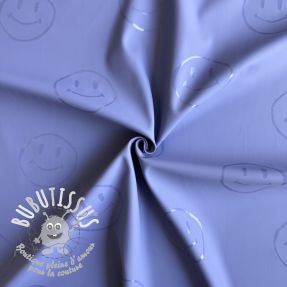 Raincoat fabric Happy faces purple