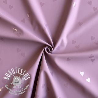 Raincoat fabric Hearts purple